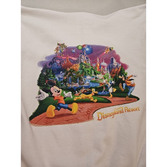 Disneyland Resort Hanes Medium White Hoodie Sweatshirt Zip Kangaroo Pocket - Picture 5 of 5